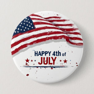 4th of July - Artistic US Flag Paint Splatter 3 Inch Round Button
