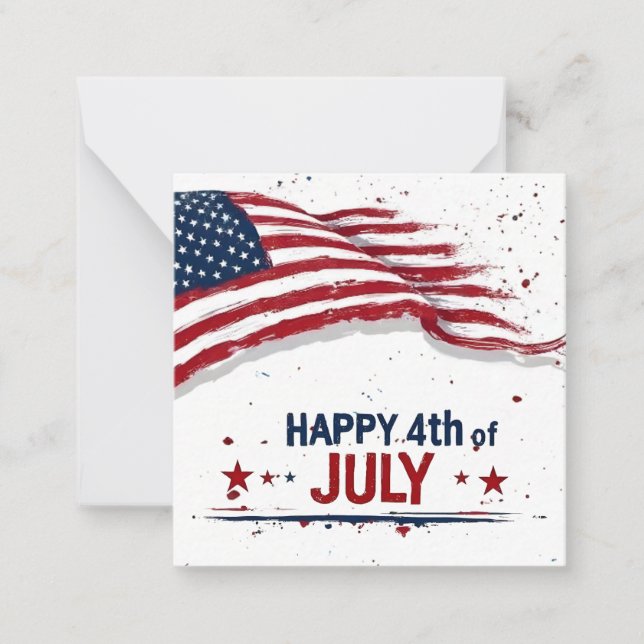 4th of July - Artistic US Flag Paint Splatter Card (Front)