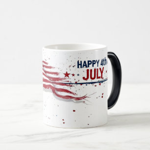 4th of July - Artistic US Flag Paint Splatter Magic Mug