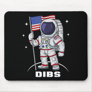 4th Of July Astronaut USA American Flag Fun Patrio Mouse Pad