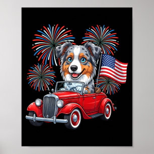 4th Of July Australian Shepherd Dog Funny Poster