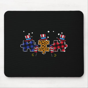 4th of july autism puzzle patriotic mom dad women mouse pad