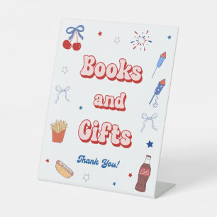 4th of July Baby Girl Shower Books for Gifts Pedestal Sign