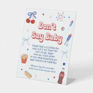 4th of July Baby Girl Shower Don't Say Baby Game Pedestal Sign