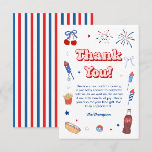 4th of July Baby Girl Shower  Thank You Card