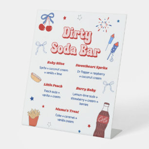 4th of July Baby Shower Girl Dirty Soda Bar Pedestal Sign