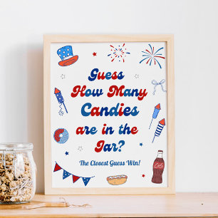 4th of July Baby Shower Guess How Many Candies  Poster