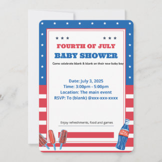 4th of July baby shower invitation