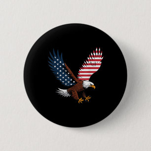 4th Of July Bald Eagle Usa American Flag Patriotic 2 Inch Round Button
