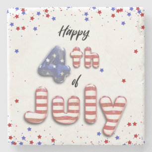4th of July Balloons Stars Stripes - Stone Coaster