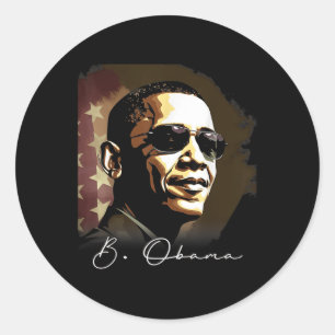 4th Of July Barack Obama President Portrait Patrio Classic Round Sticker
