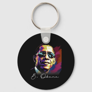 4th Of July Barack Obama President Portrait Patrio Keychain