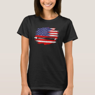4th of July Baseball   American Flag With Bat Patr T-Shirt