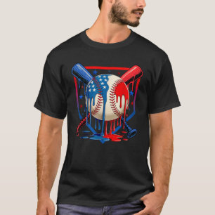 4th Of July Baseball Drip Patriotic Ice Cream Yout T-Shirt
