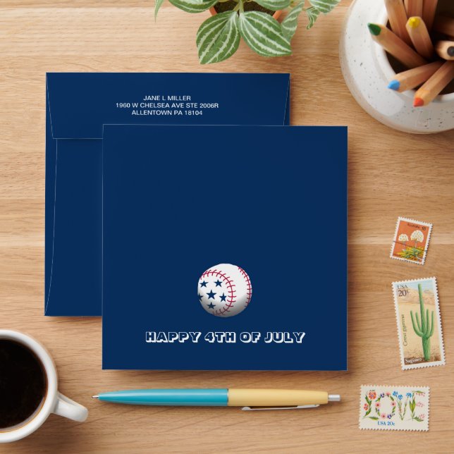 4th of July Baseball Envelope (Desk)