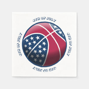 4th of July Basketball Napkin