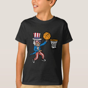4th Of July Basketball Uncle Sam America Men Boys  T-Shirt