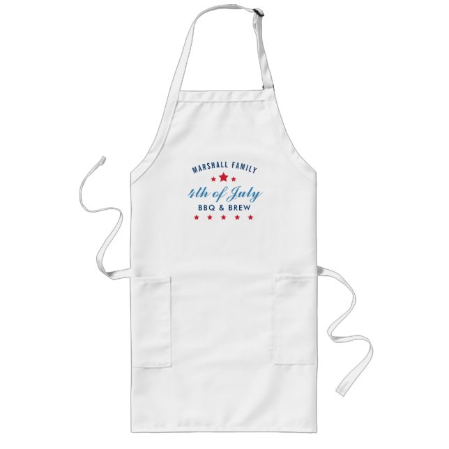 4th of July BBQ and Brew Custom Family Reunion Long Apron (Front)