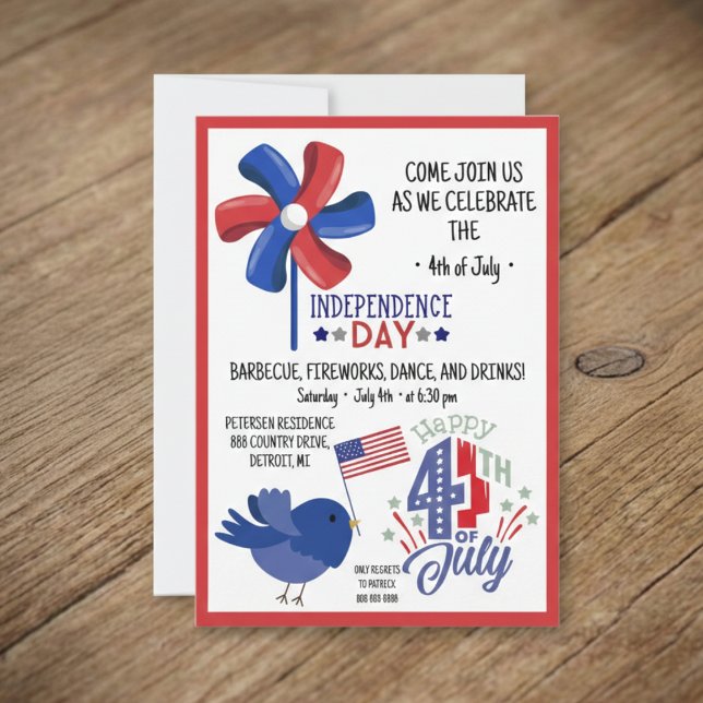 4th of July BBQ Come Join US Party Invitation (Patriotic Independence Day Celebration Invite)