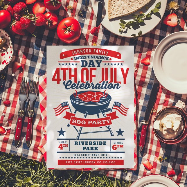 4TH of July BBQ Grill Family Reunion Invitation (Creator Uploaded)