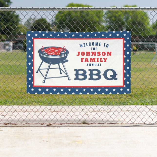 4TH of July BBQ Grill Personalized Family Reunion  Banner (Insitu)
