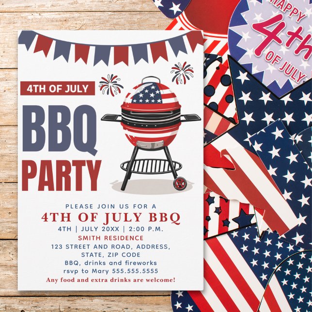 4th of July BBQ - Independence Day Party Invitation (Creator Uploaded)