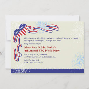 4th of July BBQ Picnic Invitation Party