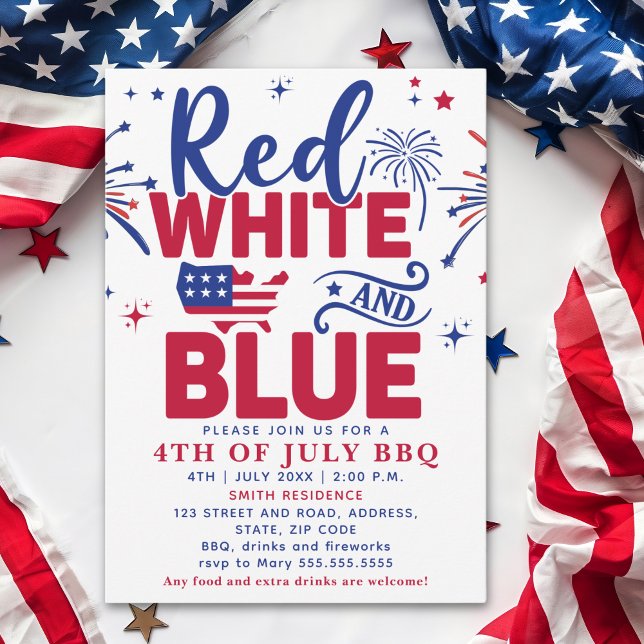 4th of July BBQ - Red, White, and Blue Celebration Invitation (Creator Uploaded)