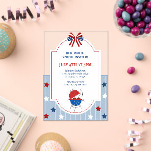 4th of July BBQ Red White Blue Stripes Patriotic Acrylic Invitations