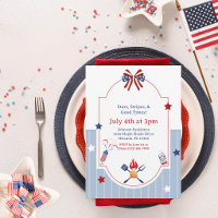 4th of July BBQ Red White Blue Stripes Patriotic