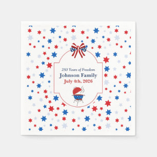 4th of July BBQ Red White Blue Stripes Patriotic Napkin