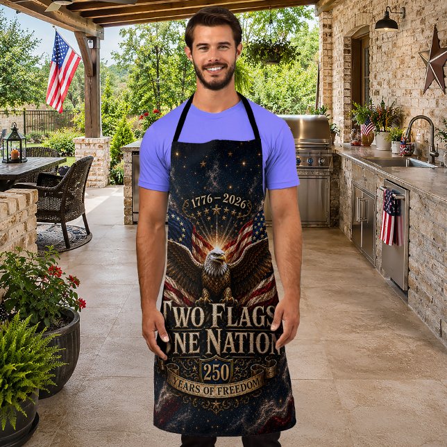 4th of July BBQ Two Flags One Nation Beautiful Apron (Creator Uploaded)