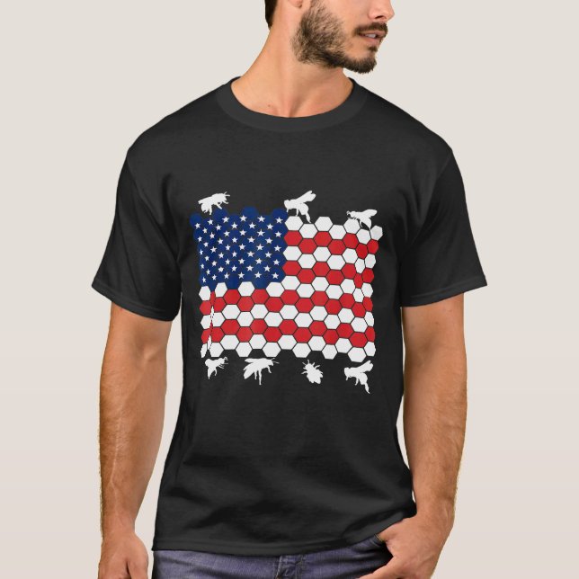 4th Of July Bee Beekeeper Us American Flag  July F T-Shirt (Front)