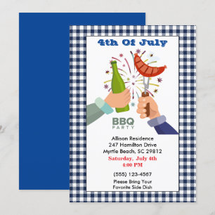 4th of July Beer and Franks BBQ Picnic Party Invit Invitation