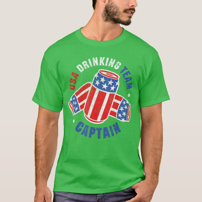 4th Of July Beer Can Flag USA Drinking Team Tees (Front)