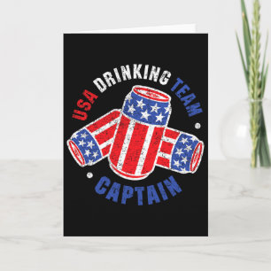 4th Of July Beer Can Flag Usa Drinking Team Tees  Card