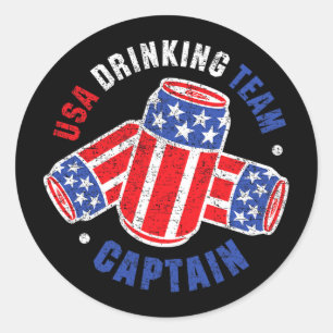 4th Of July Beer Can Flag Usa Drinking Team Tees Classic Round Sticker