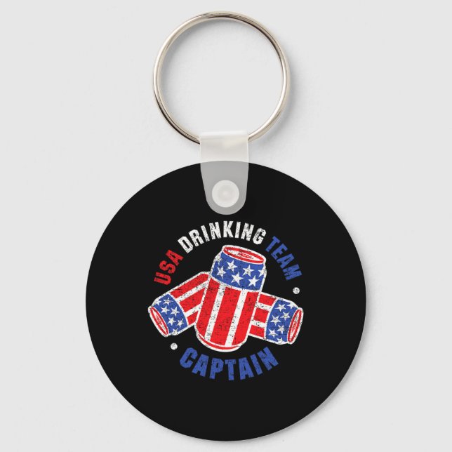 4th Of July Beer Can Flag Usa Drinking Team Tees  Keychain (Front)