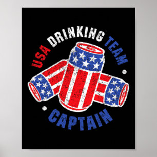 4th Of July Beer Can Flag Usa Drinking Team Tees Poster