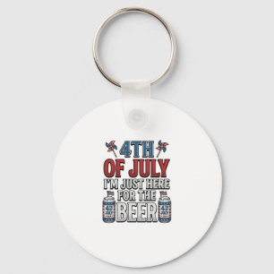 4th of July Beer Vintage Patriotic Shirt Design_1 Keychain