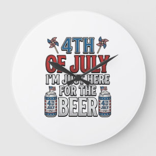 4th of July Beer Vintage Patriotic Shirt Design_1 Large Clock