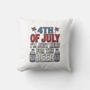 4th of July Beer Vintage Patriotic Shirt Design_1 Throw Pillow