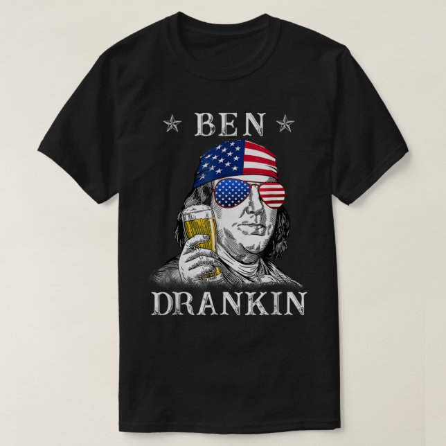 4Th Of July Ben Drankin Benjamin Franklin Beer Cos T-Shirt (Design Front)