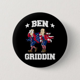 4th Of July Benjamin Franklin Griddy Ben Griddin 1 2 Inch Round Button