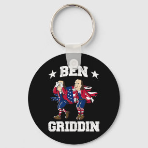 4th Of July Benjamin Franklin Griddy Ben Griddin 1 Keychain