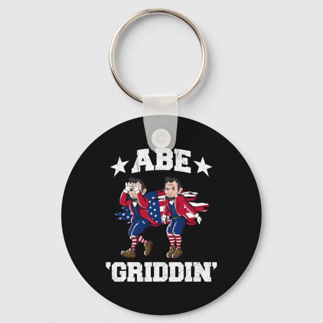 4th Of July Benjamin Franklin Griddy Ben Griddin  Keychain (Front)