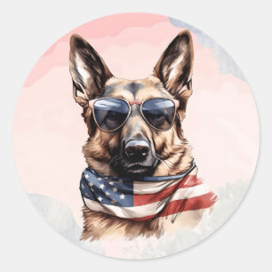 4th Of July Big Dog-70631 Classic Round Sticker