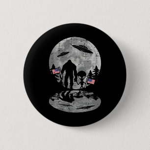 4th Of July Bigfoot Alien Ufo Funny Patriotic Wome 2 Inch Round Button