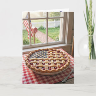 4th of July Birthday Flag Crust on a Cherry Pie Card