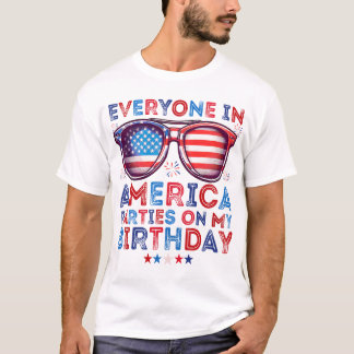 4th Of July Birthday Funny Born on fourth of July T-Shirt